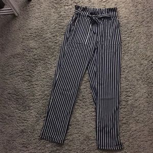 Blue and white striped pants